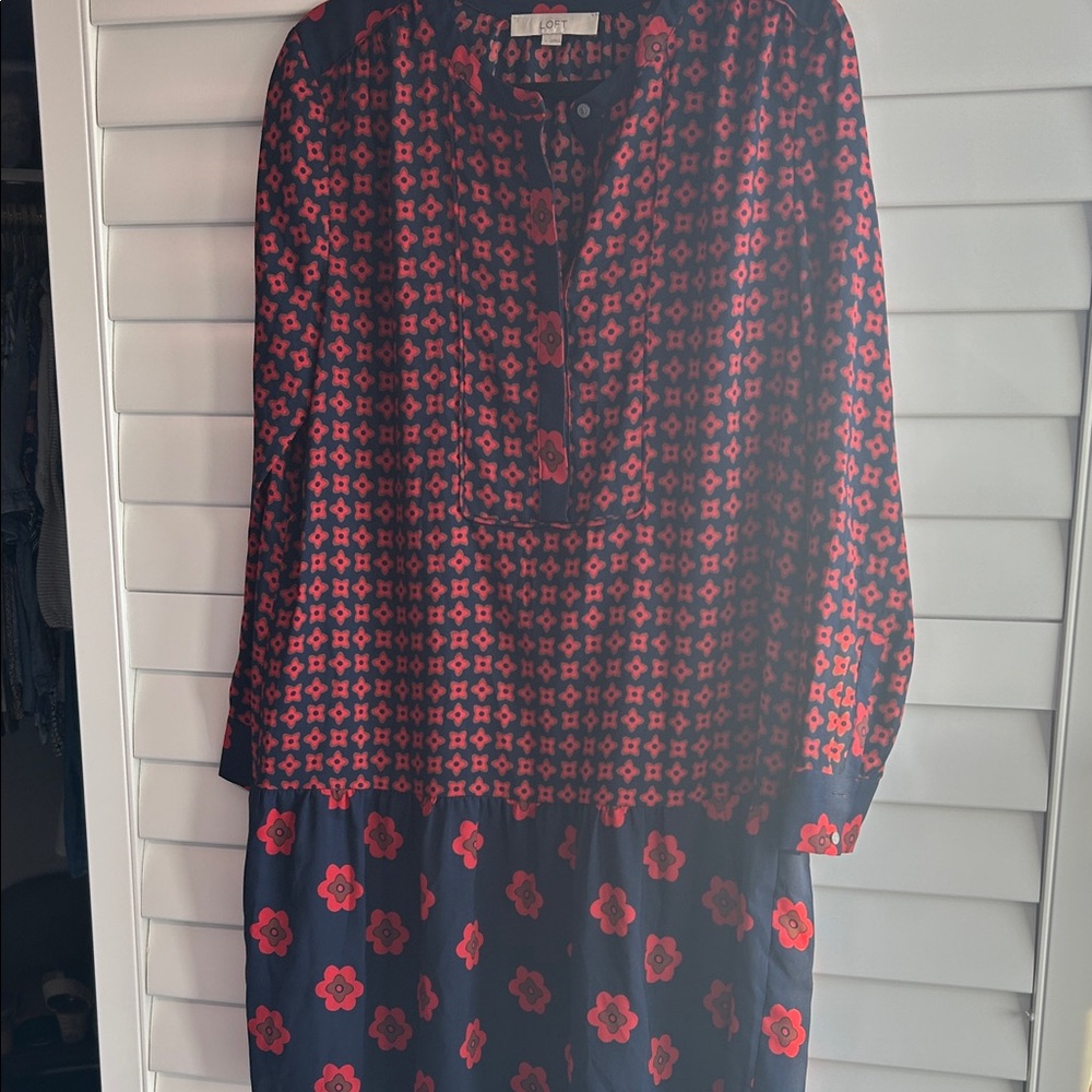 LOFT Floral Drop Waist Dress